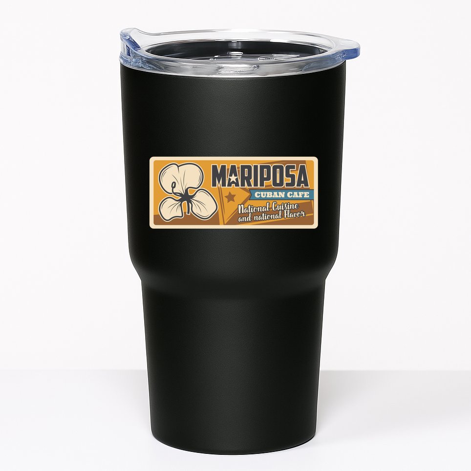 Cuba Travel Retro Cuban Café Mariposa Tumbler