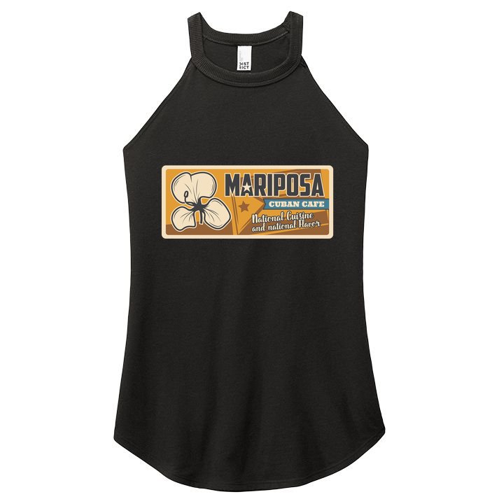 Cuba Travel Retro Cuban Café Mariposa Women's Perfect Tri Rocker Tank