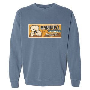 Cuba Travel Retro Cuban Café Mariposa Garment-Dyed Sweatshirt