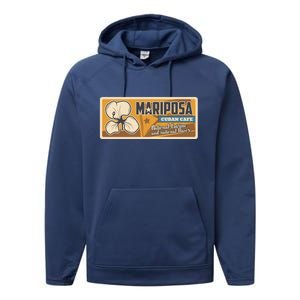 Cuba Travel Retro Cuban Café Mariposa Performance Fleece Hoodie