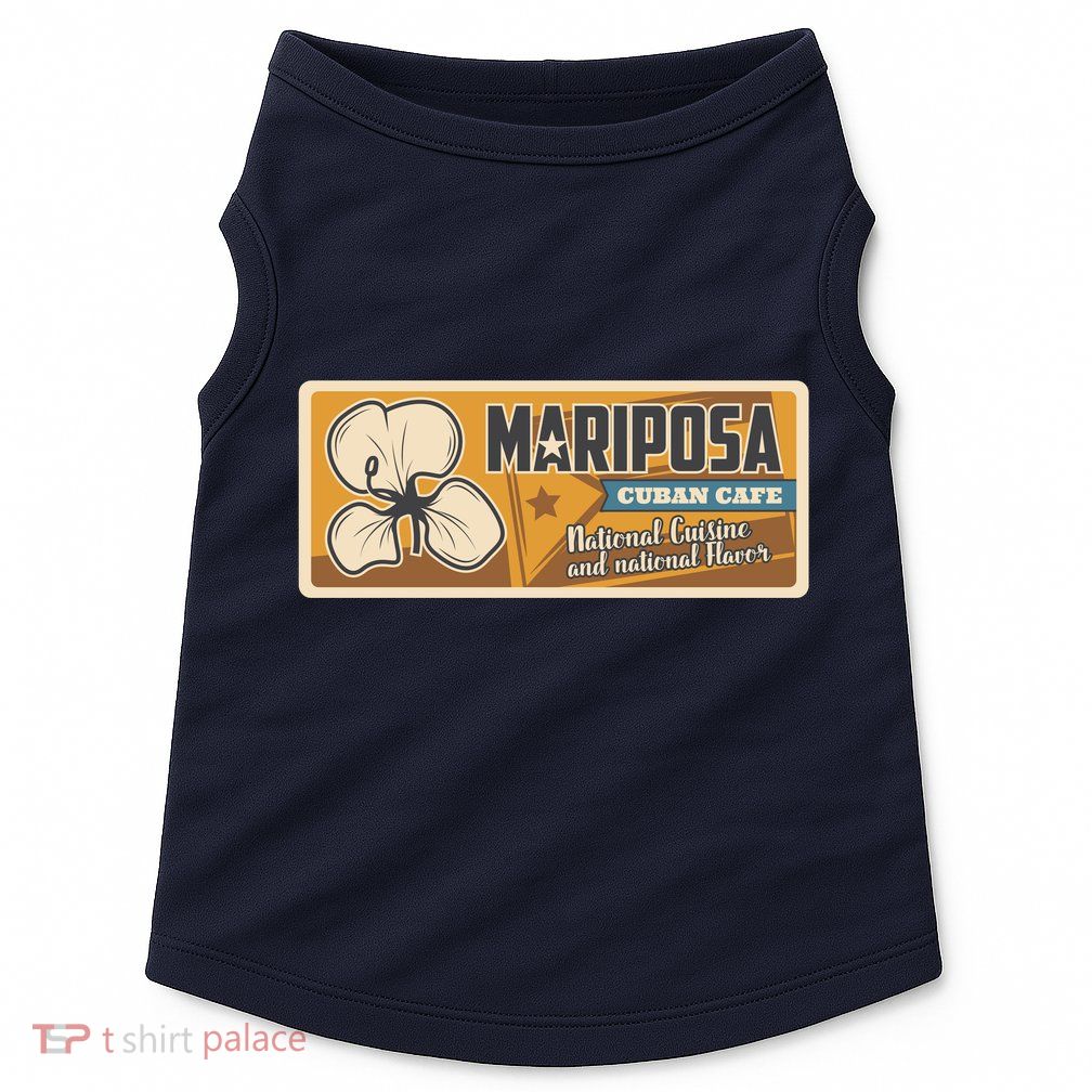 Cuba Travel Retro Cuban Café Mariposa Doggie Tank