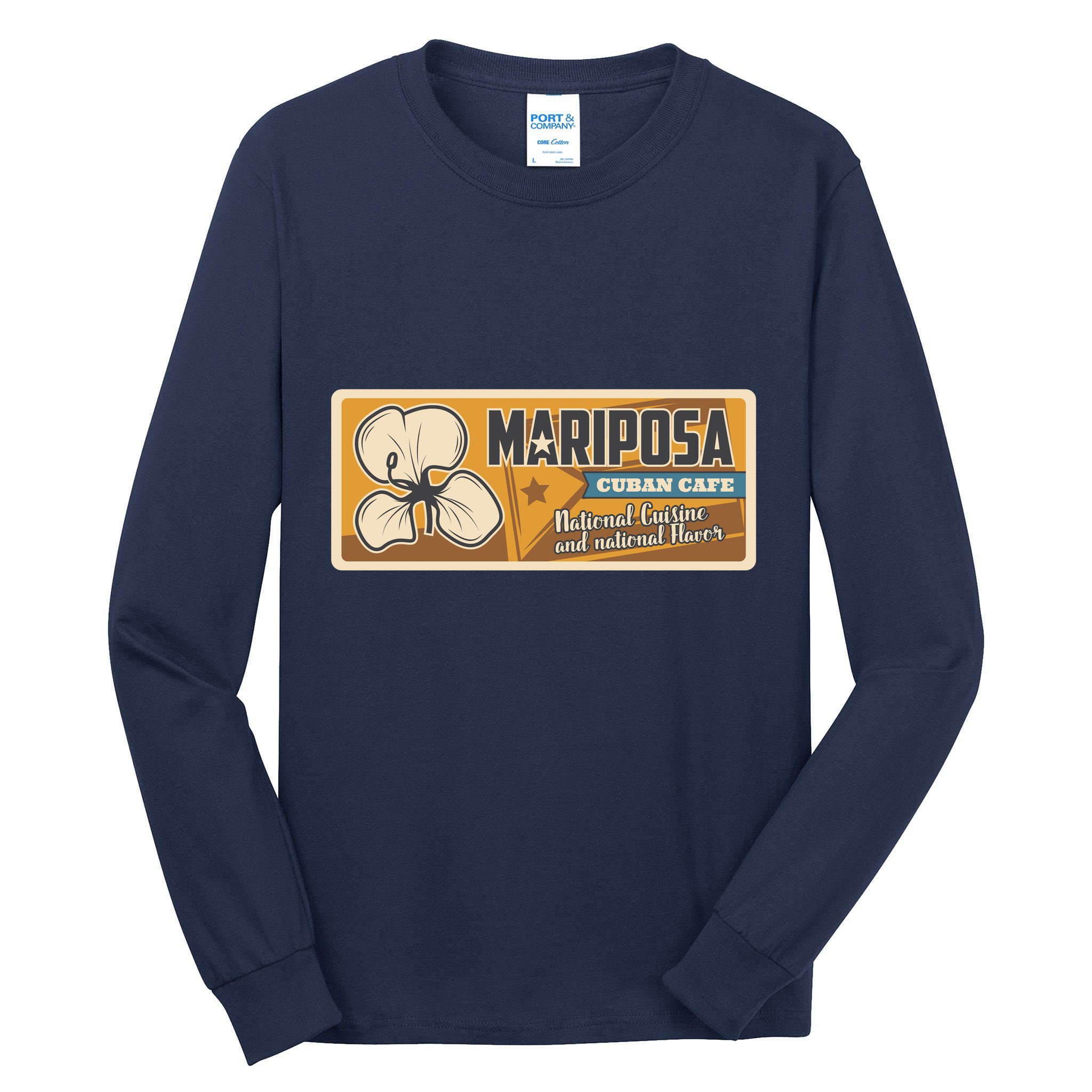 Cuba Travel Retro Cuban Café Mariposa Tall Long Sleeve T-Shirt