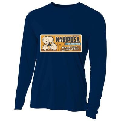 Cuba Travel Retro Cuban Café Mariposa Cooling Performance Long Sleeve Crew