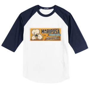 Cuba Travel Retro Cuban Café Mariposa Baseball Sleeve Shirt