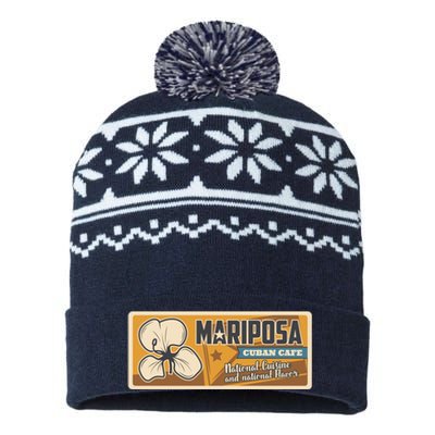 Cuba Travel Retro Cuban Café Mariposa USA-Made Snowflake Beanie