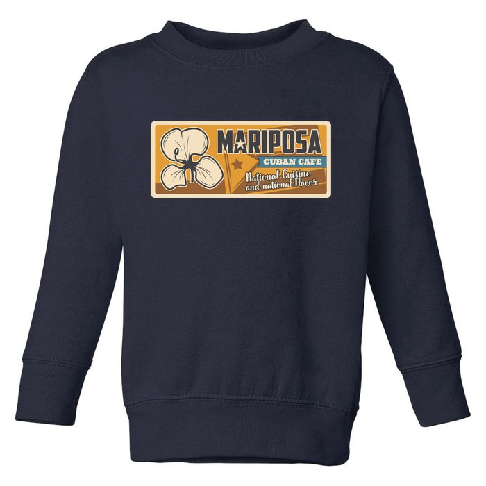 Cuba Travel Retro Cuban Café Mariposa Toddler Sweatshirt