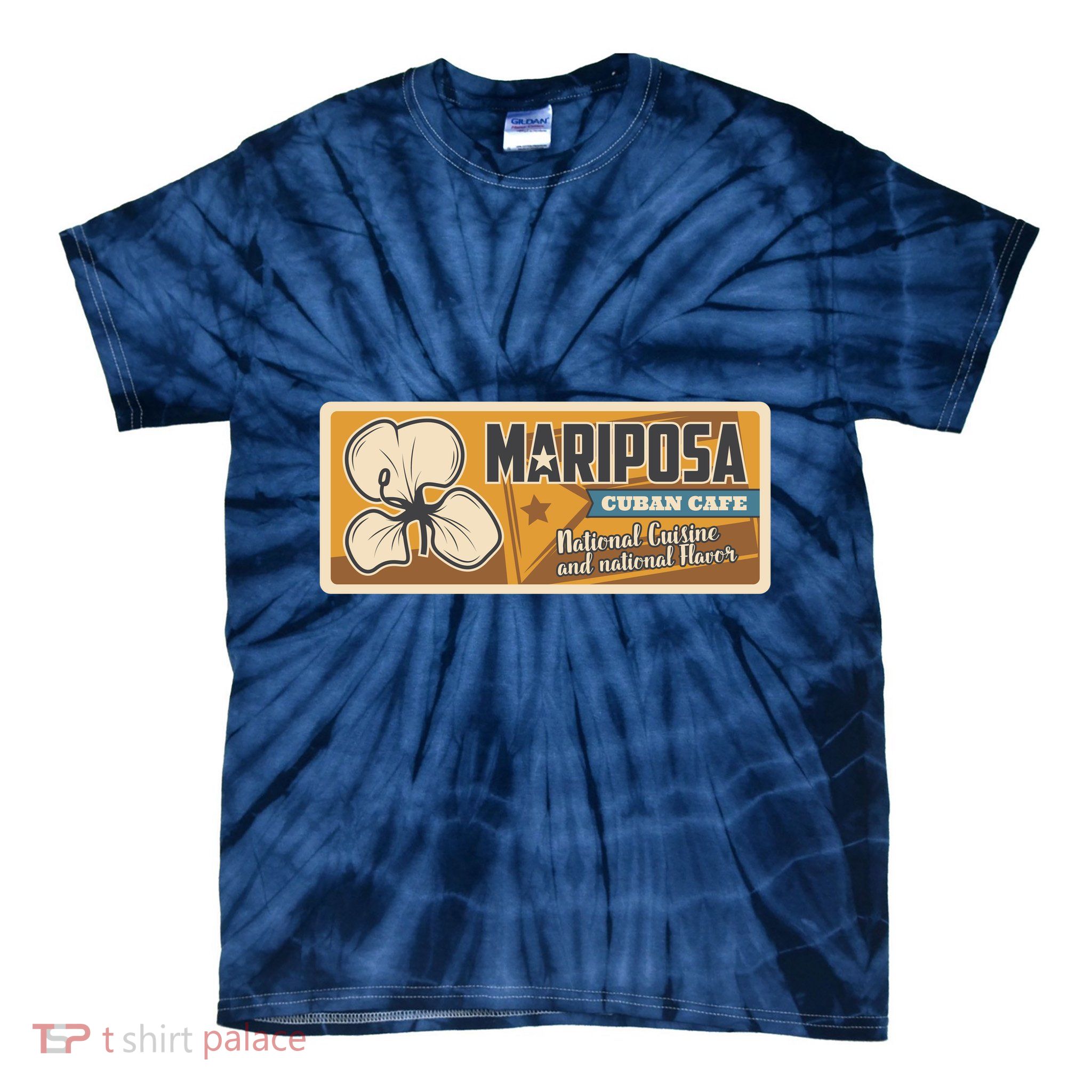 Cuba Travel Retro Cuban Café Mariposa Tie-Dye T-Shirt
