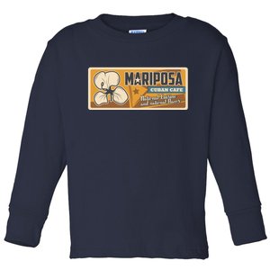 Cuba Travel Retro Cuban Café Mariposa Toddler Long Sleeve Shirt