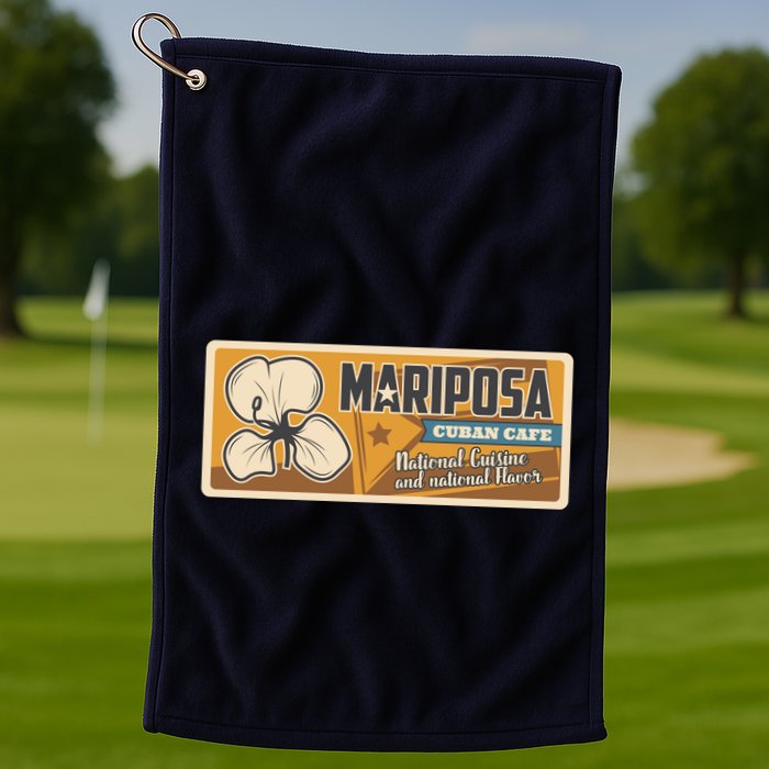 Cuba Travel Retro Cuban Café Mariposa Golf Towel