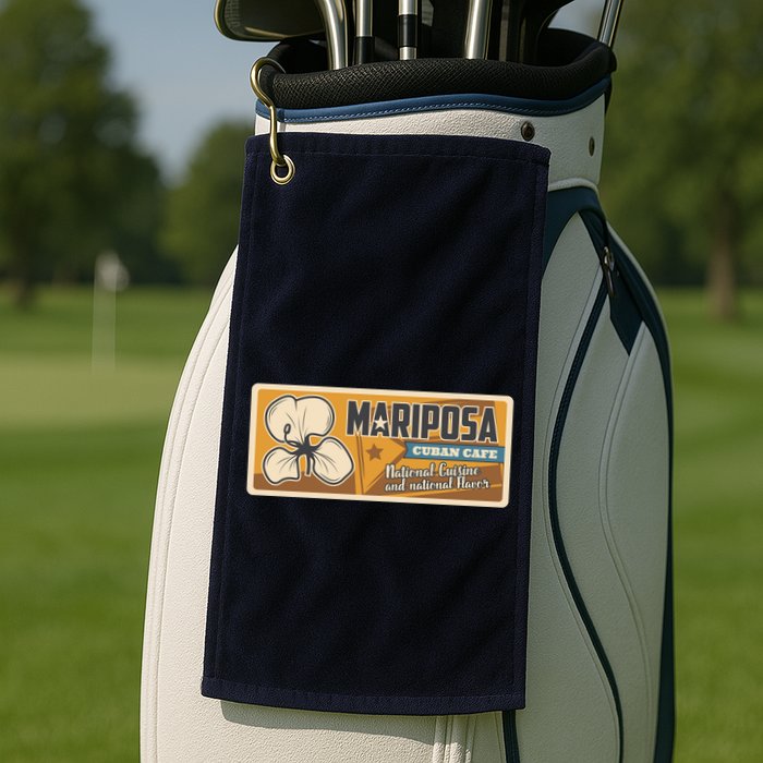 Cuba Travel Retro Cuban Café Mariposa Golf Towel
