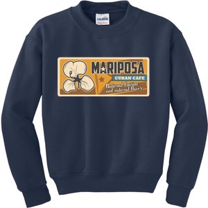 Cuba Travel Retro Cuban Café Mariposa Kids Sweatshirt