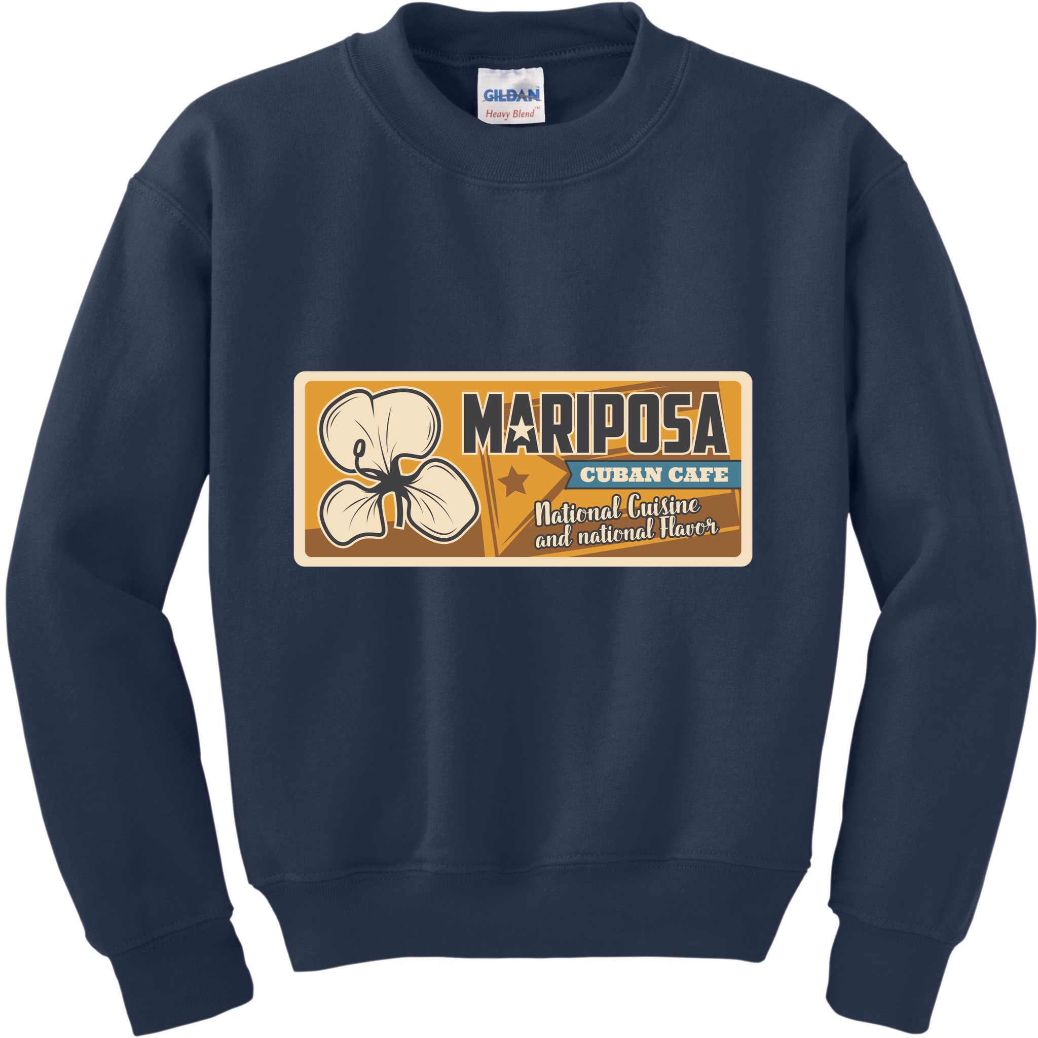 Cuba Travel Retro Cuban Café Mariposa Kids Sweatshirt