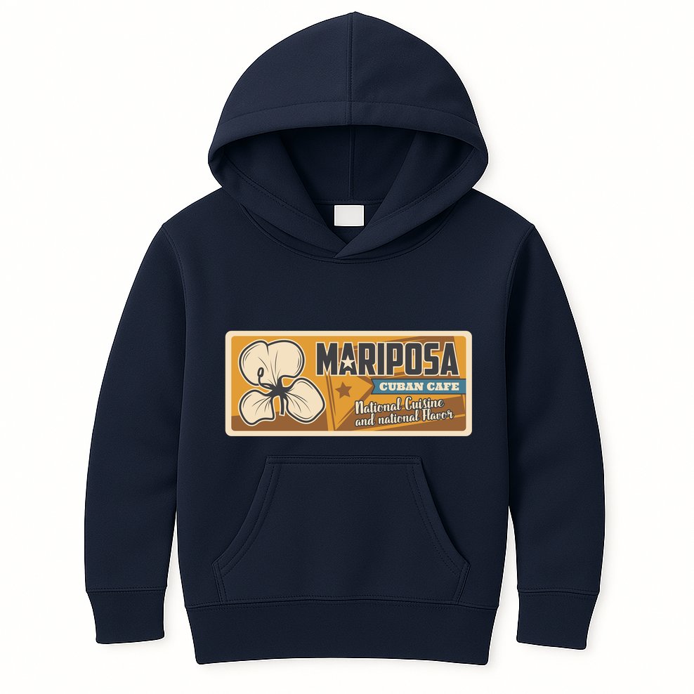 Cuba Travel Retro Cuban Café Mariposa Kids Hoodie