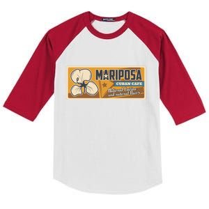 Cuba Travel Retro Cuban Café Mariposa Kids Colorblock Raglan Jersey