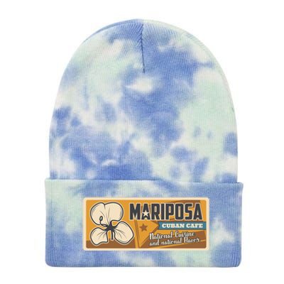 Cuba Travel Retro Cuban Café Mariposa Tie Dye 12in Knit Beanie