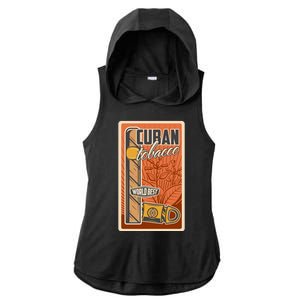 Cuba Travel Retro Cuban Cigar Tabaco Ladies PosiCharge Tri-Blend Wicking Draft Hoodie Tank