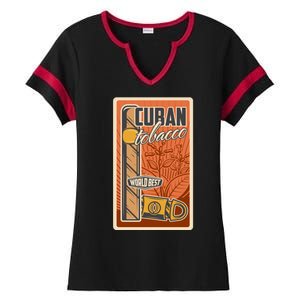 Cuba Travel Retro Cuban Cigar Tabaco Ladies Halftime Notch Neck Tee