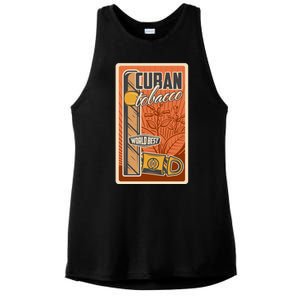 Cuba Travel Retro Cuban Cigar Tabaco Ladies PosiCharge Tri-Blend Wicking Tank