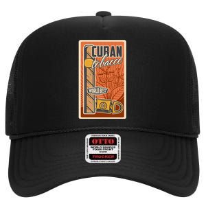 Cuba Travel Retro Cuban Cigar Tabaco High Crown Mesh Back Trucker Hat