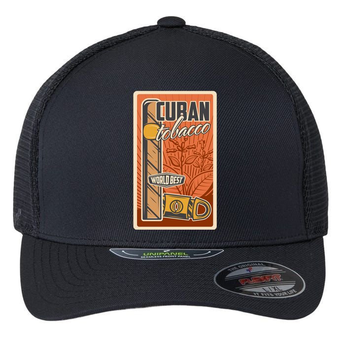 Cuba Travel Retro Cuban Cigar Tabaco Flexfit Unipanel Trucker Cap