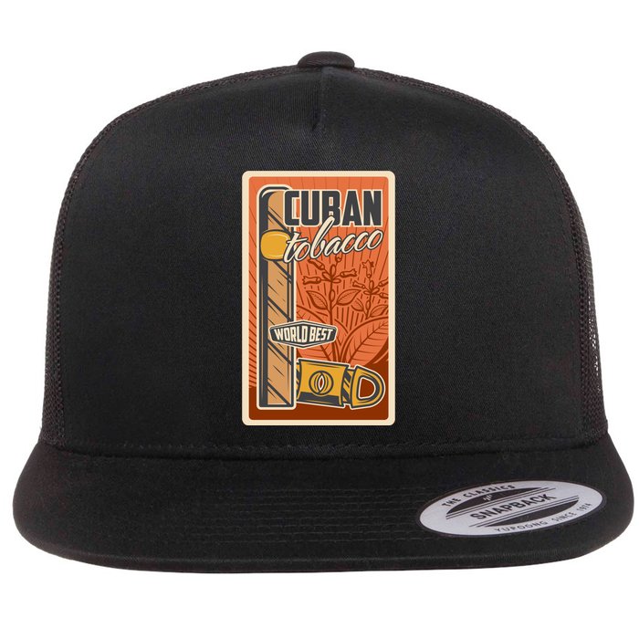 Cuba Travel Retro Cuban Cigar Tabaco Flat Bill Trucker Hat