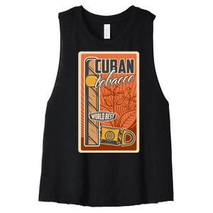 Cuba Travel Retro Cuban Cigar Tabaco Women's Racerback Cropped Tank