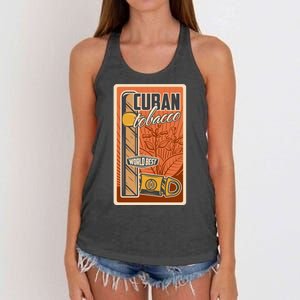 Cuba Travel Retro Cuban Cigar Tabaco Women's Knotted Racerback Tank