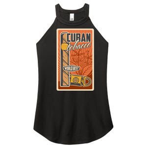 Cuba Travel Retro Cuban Cigar Tabaco Women's Perfect Tri Rocker Tank