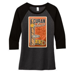 Cuba Travel Retro Cuban Cigar Tabaco Women's Tri-Blend 3/4-Sleeve Raglan Shirt