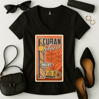 Cuba Travel Retro Cuban Cigar Tabaco Women's V-Neck T-Shirt