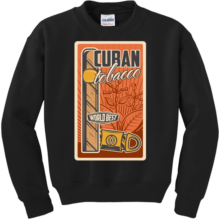 Cuba Travel Retro Cuban Cigar Tabaco Kids Sweatshirt