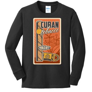 Cuba Travel Retro Cuban Cigar Tabaco Kids Long Sleeve Shirt