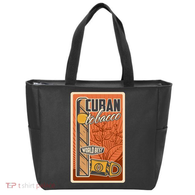 Cuba Travel Retro Cuban Cigar Tabaco Zip Tote Bag