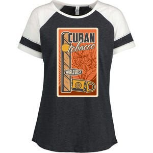 Cuba Travel Retro Cuban Cigar Tabaco Enza Ladies Jersey Colorblock Tee