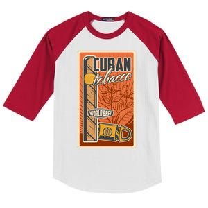 Cuba Travel Retro Cuban Cigar Tabaco Kids Colorblock Raglan Jersey