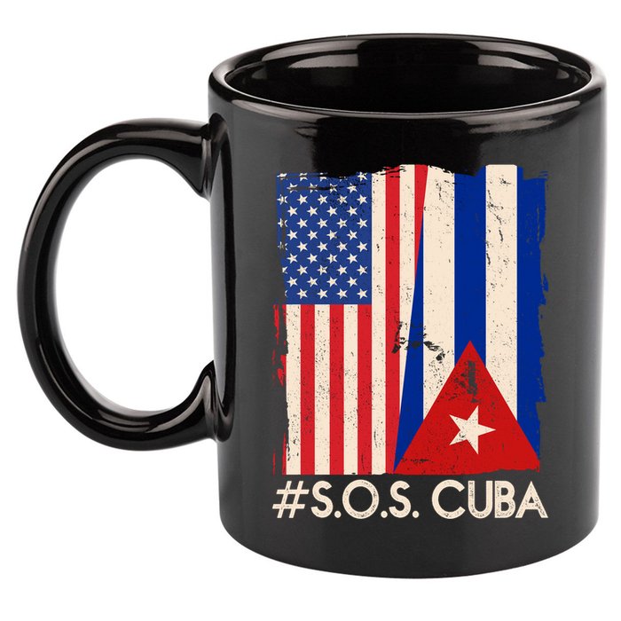Cuba USA Flags United #S.O.S.CUBA 11oz C Handle Ceramic Mug