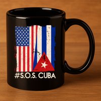 Cuba USA Flags United #S.O.S.CUBA 11oz C Handle Ceramic Mug