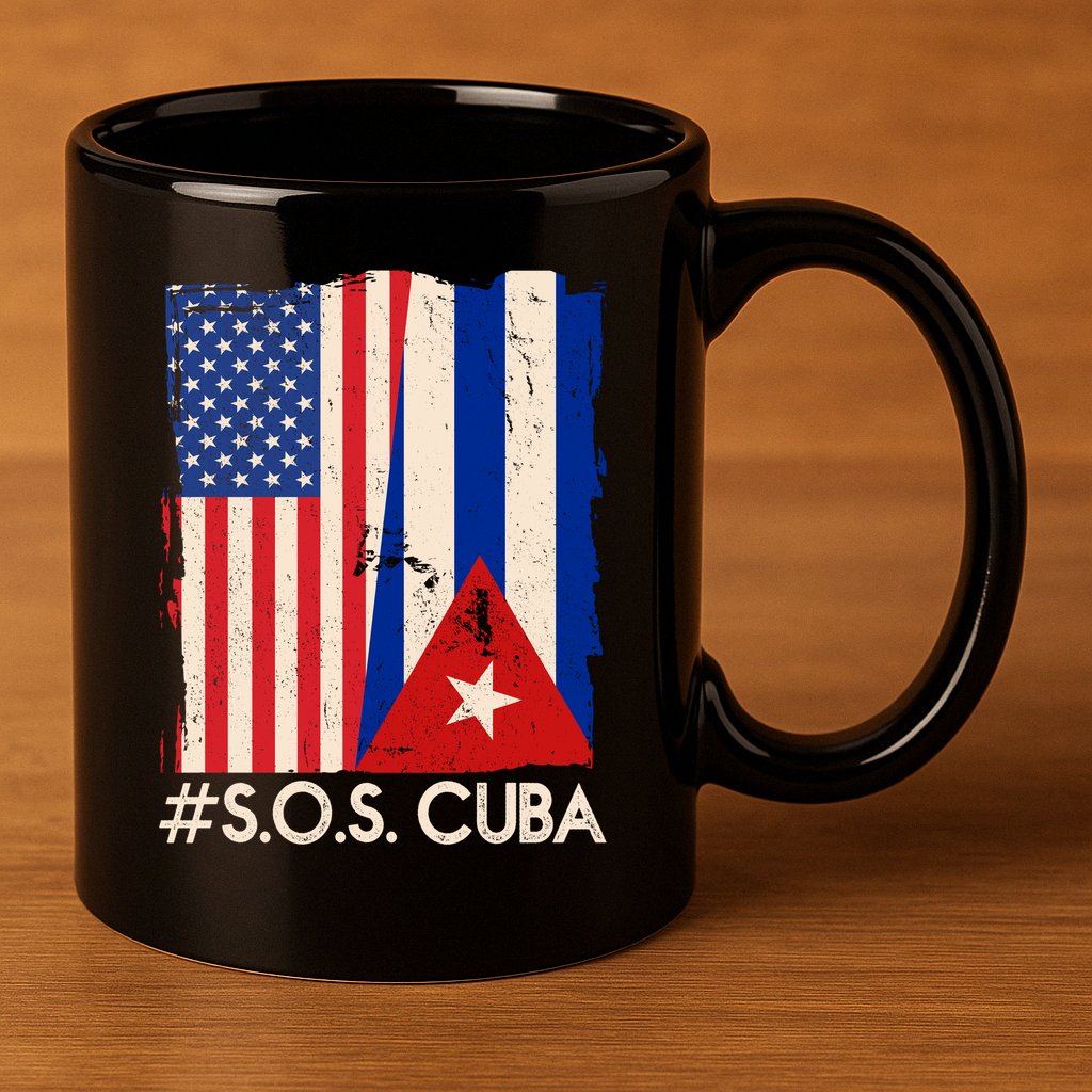 Cuba USA Flags United #S.O.S.CUBA 11oz C Handle Ceramic Mug