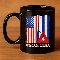 Cuba USA Flags United #S.O.S.CUBA 11oz C Handle Ceramic Mug