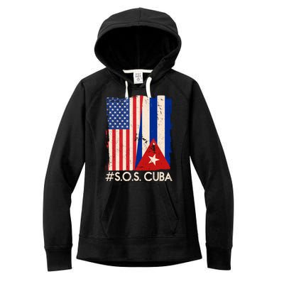 Cuba USA Flags United #S.O.S.CUBA Women's Fleece Hoodie