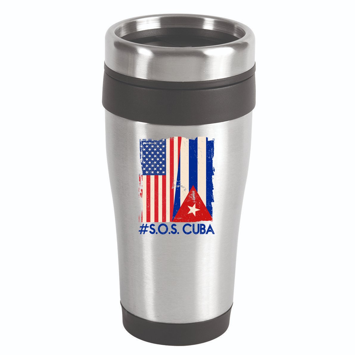 Cuba USA Flags United #S.O.S.CUBA 16oz Travel Tumbler