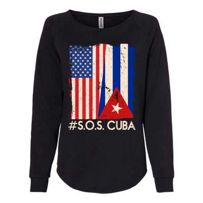 Cuba USA Flags United #S.O.S.CUBA Womens California Wash Sweatshirt