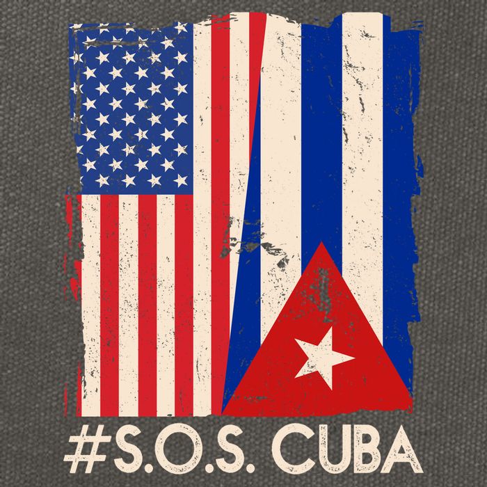 Cuba USA Flags United #S.O.S.CUBA Cotton Canvas Backpack