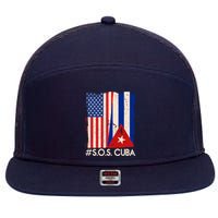Cuba USA Flags United #S.O.S.CUBA 7 Panel Mesh Trucker Snapback Hat