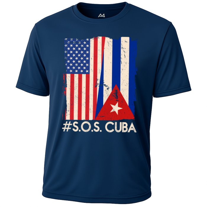 Cuba USA Flags United #S.O.S.CUBA Cooling Performance Crew T-Shirt