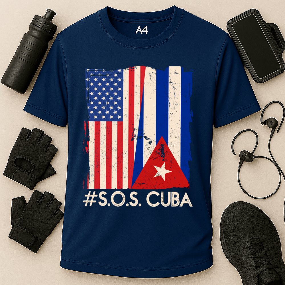 Cuba USA Flags United #S.O.S.CUBA Cooling Performance Crew T-Shirt