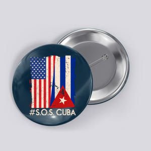 Cuba USA Flags United #S.O.S.CUBA Button