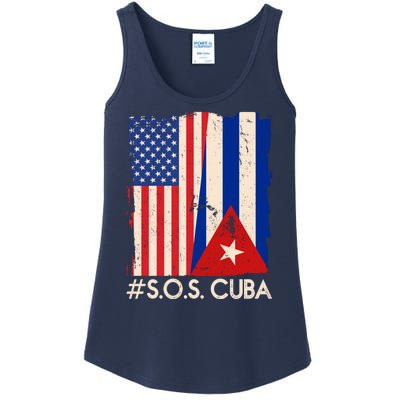 Cuba USA Flags United #S.O.S.CUBA Ladies Essential Tank