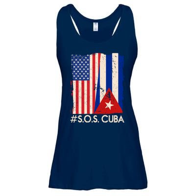 Cuba USA Flags United #S.O.S.CUBA Ladies Essential Flowy Tank