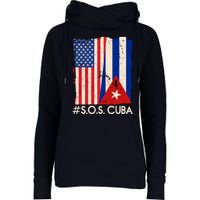 Cuba USA Flags United #S.O.S.CUBA Womens Funnel Neck Pullover Hood